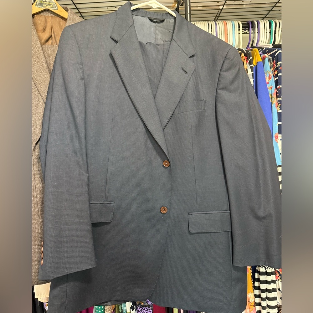 Hart Schaffner Marx Navy Suit with Wooden Buttons